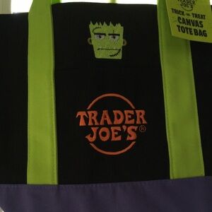 Black and Green Canvas Tote Bag - Halloween Design